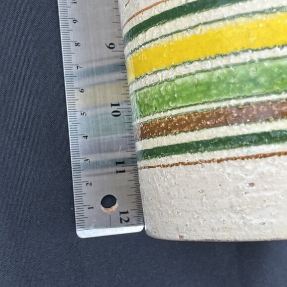 Rosenthal Netter Bitossi Striped Cylinder Pottery Vase MCM Italy Label - Picture 11 of 12